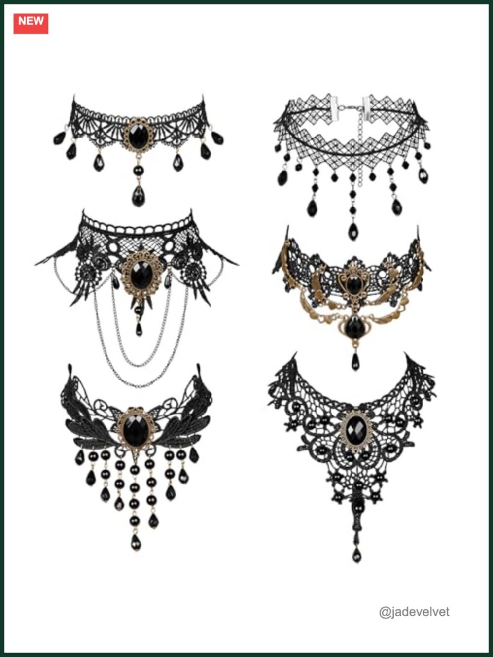 Gothic Lace Choker Necklace Set Adjustable Steampunk Pendant Halloween Cosplay